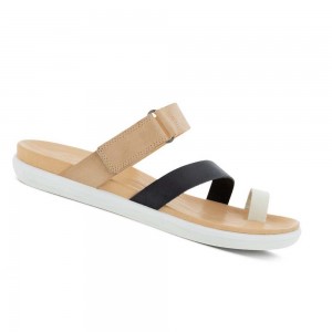 Sandalias Ecco Simpil Flat Toe-loop Mujer Blancos Negros | México 686EBC